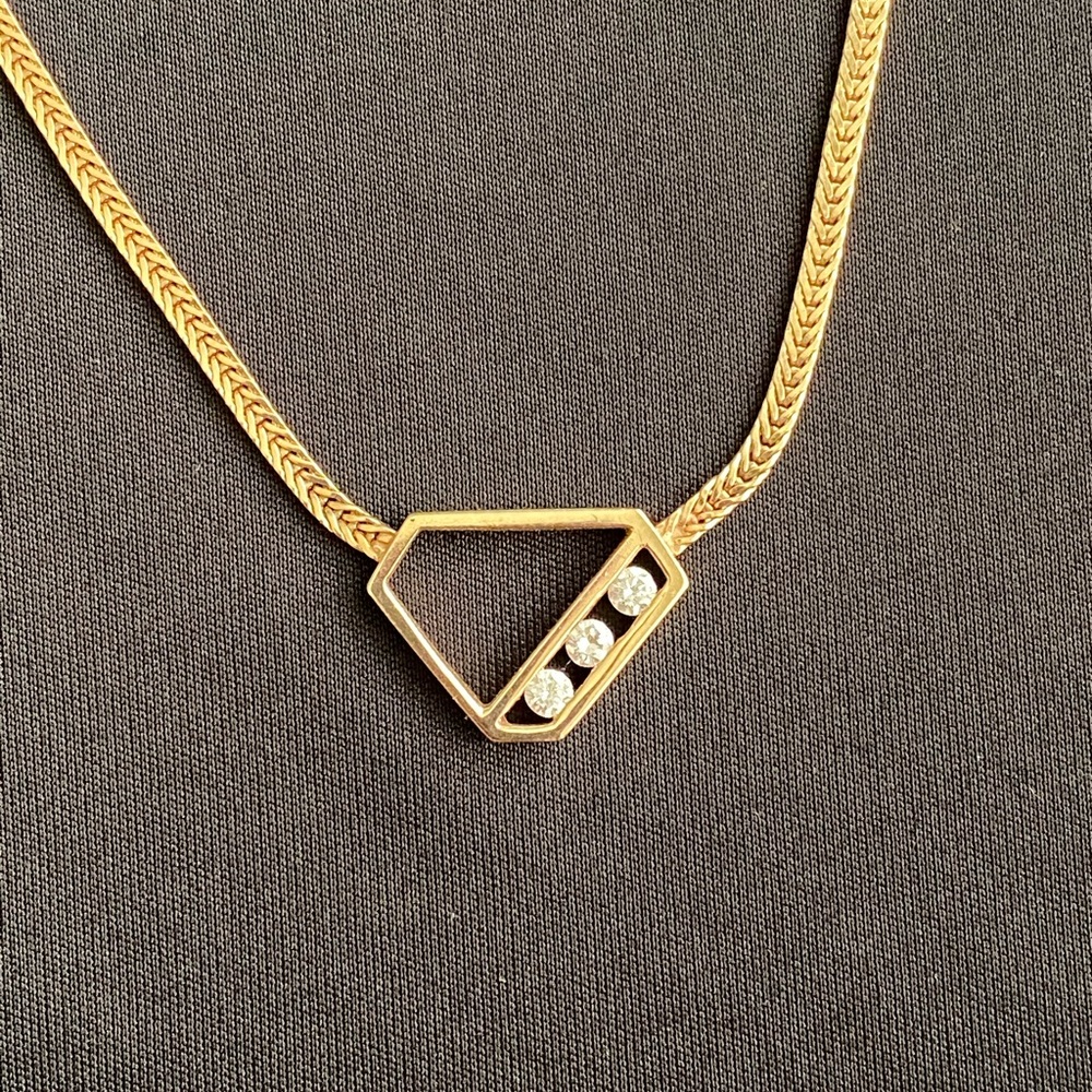 Vintage 14k Yellow Gold Diamond Necklace